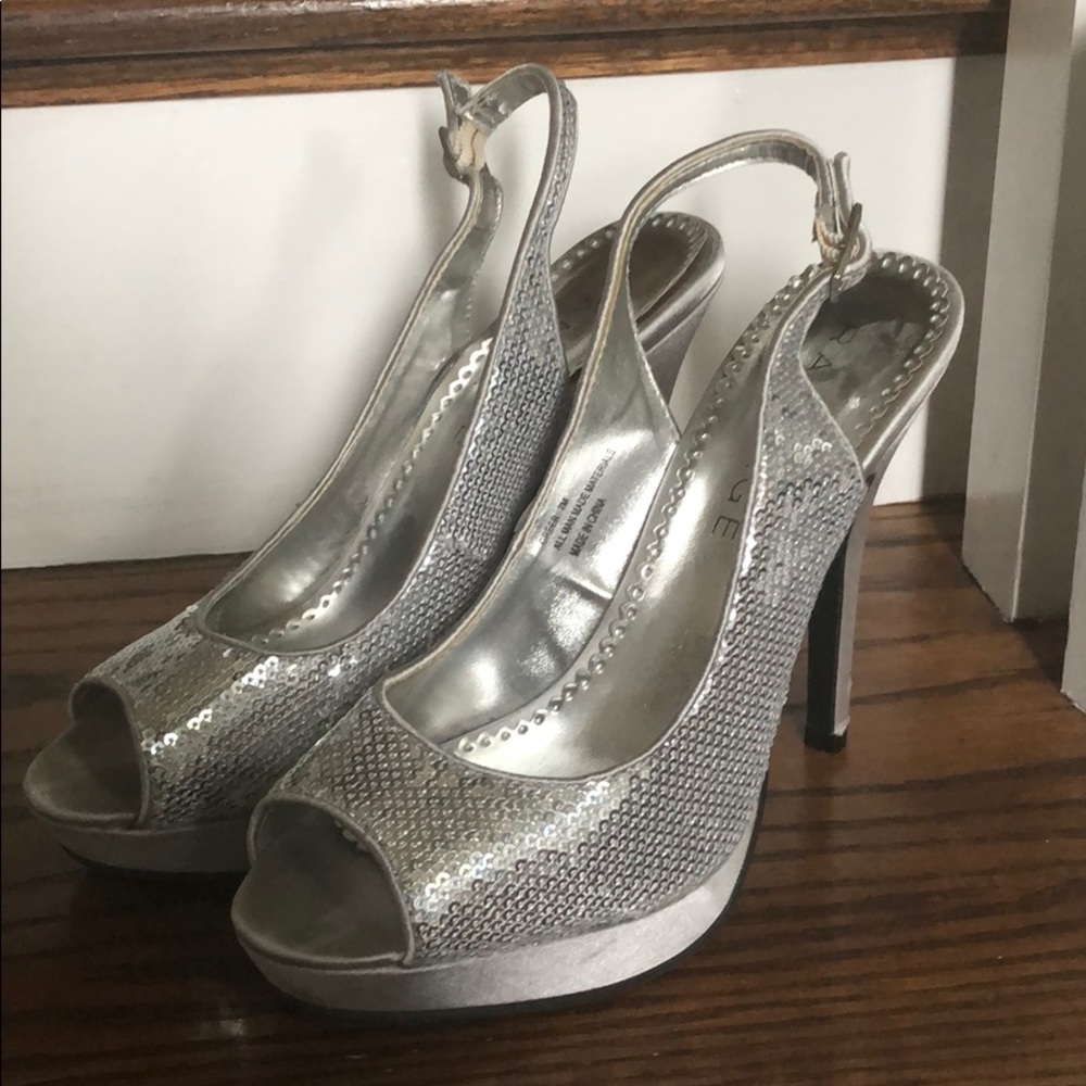 Silver Sequined Pumps